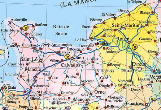 Landkaart Frankrijk Normandie - Vogels
